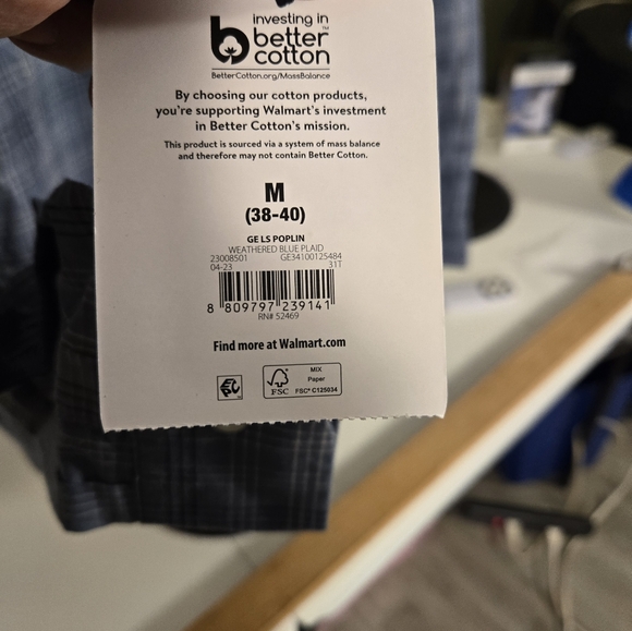 George Men's Long Sleeve Poplin Button-Up Shirt Weathered Blue Plaid Sz M38-40 - Picture 9 of 10